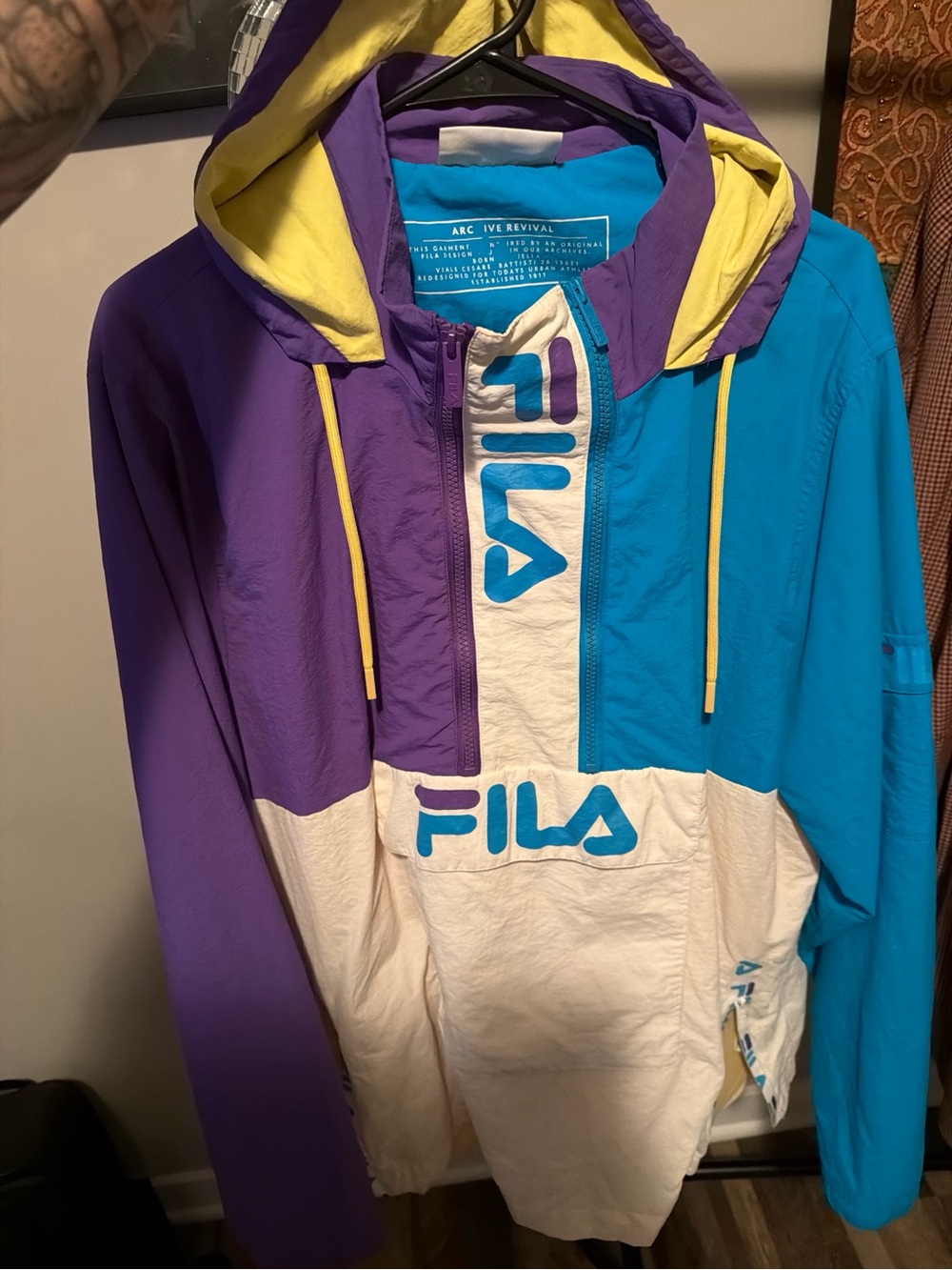 VINTAGE FILA Colorblock Anorak Jacket - Purple, Teal & Cream